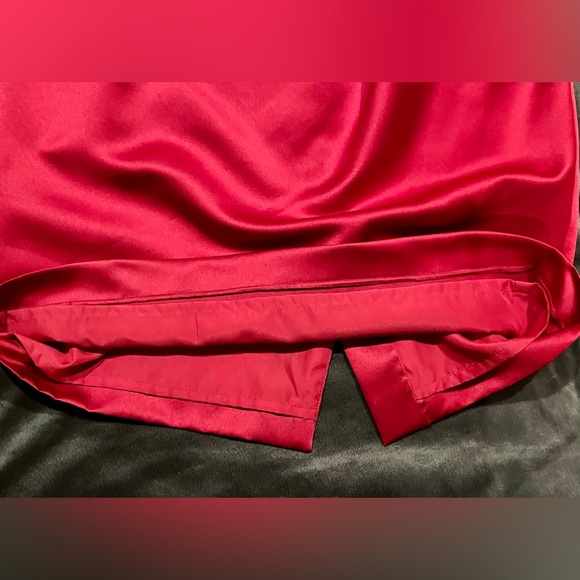 David's Bridal Red Bow Cocktail One-Shoulder Dress Bridesmaid Wedding Party - Picture 9 of 14